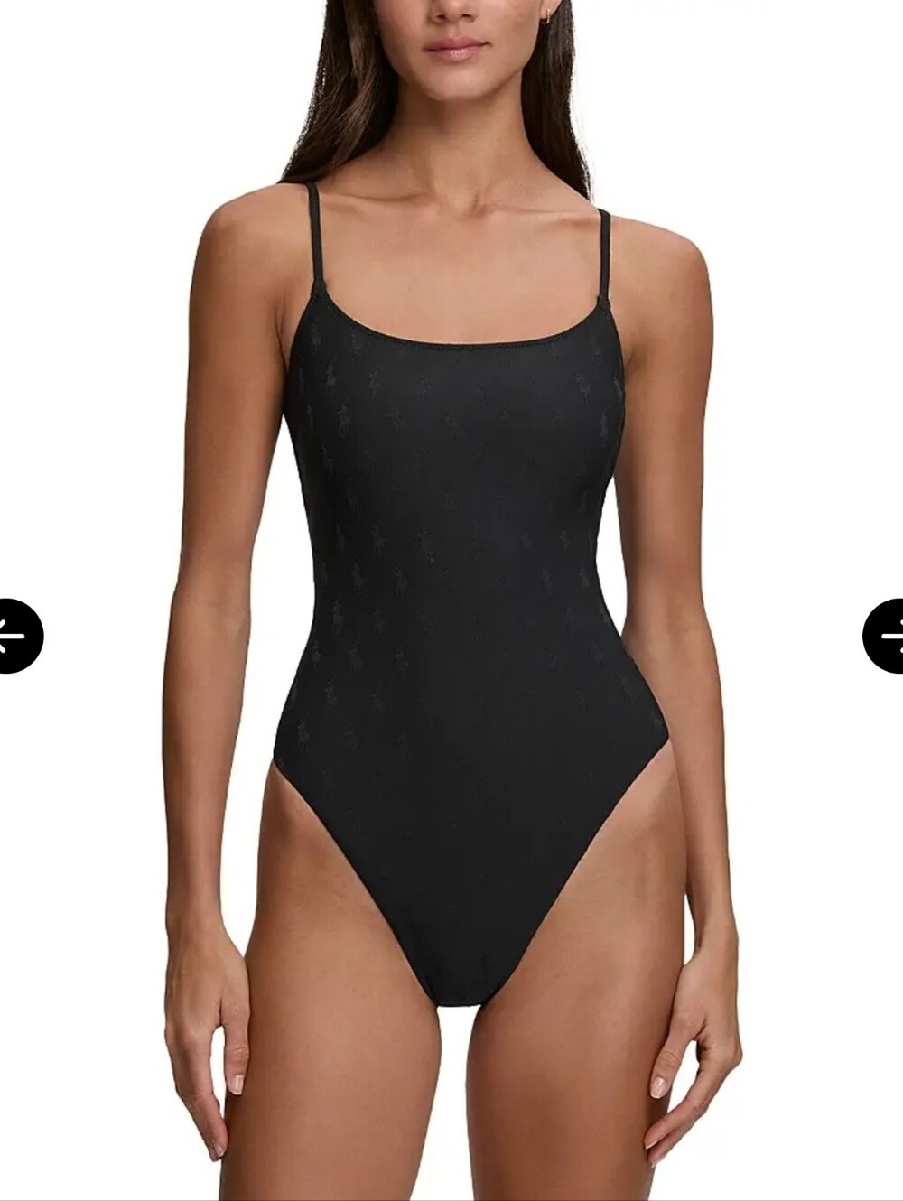 Polo Ralph Lauren Kennedy Low Back Black One-Piece Swimsuit Medium